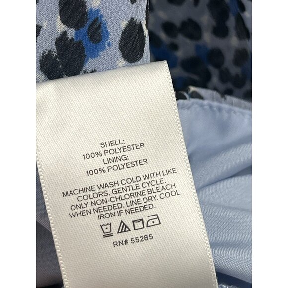 Express Blue Gray Faux Wrap Top Sz Large Animal Print V Neck Long Sleeve - Picture 4 of 5